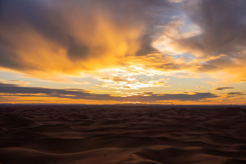 Beautiful sunset sky in Sahara desert