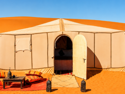 A luxury affordable tent in Ahlan desert camp