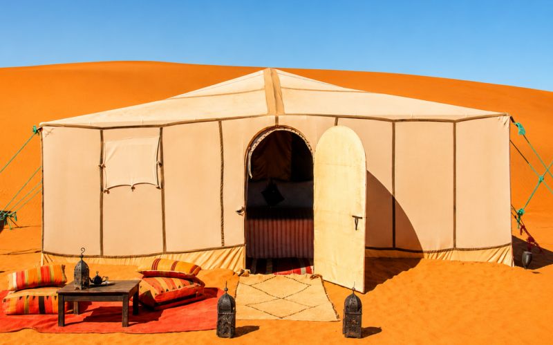 A luxury affordable tent in Ahlan desert camp